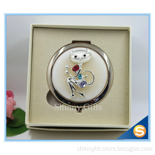 Shinny Gifts High-Grade Fox Design Makeup Mirror Crystal Round Cosmetic Mirror